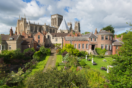 York Minster from the City Walls of the historic cathedral and tourist attractionのeditorial素材
