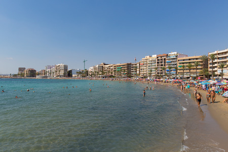 Torrevieja Costa Blanca Spain beach and seafront with hotels and apartmentsのeditorial素材