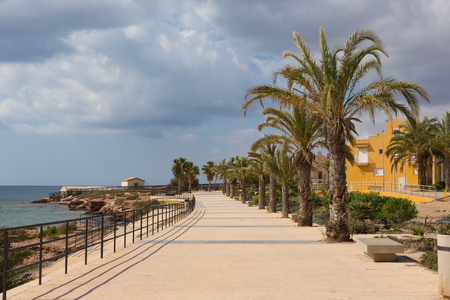 Coast path La Isla Plana Murcia Spain near Our Lady of Carmen churchの写真素材