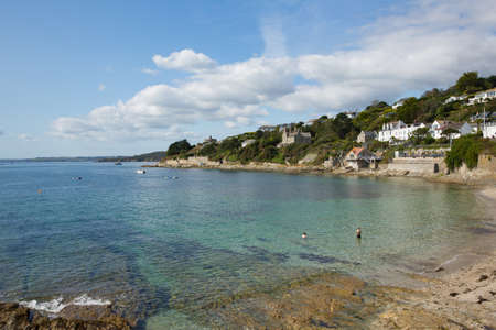St Mawes Cornwall clear blue sea and Cornish coast Roseland Peninsula England UK