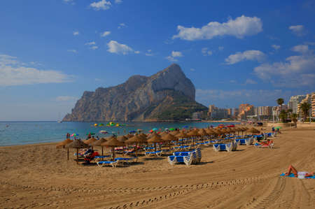 Calp Spain rock from Levante La Fossa beach Spainのeditorial素材