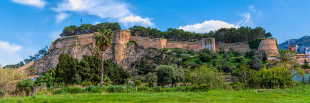 Denia Castle Alicante Costa Blanca Spain historic fortification with beautiful blue skyのeditorial素材