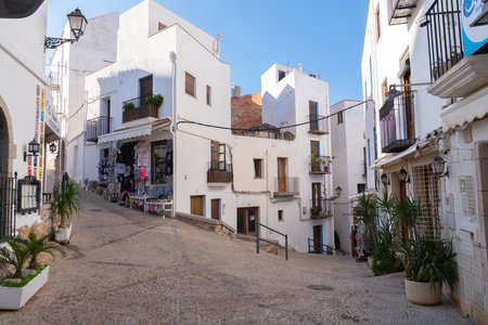 Peniscola old town within the castle walls Castellon province Costa del Azahar Spainのeditorial素材