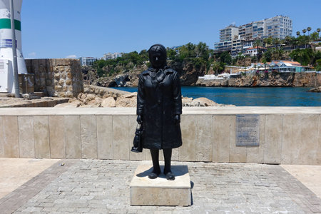 Statue of Fatma Doman, who worked as a lighthouse guard in Kaleici marina for 28 years Antalya, Turkey on Tuesday 20th June 2023のeditorial素材