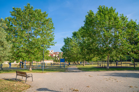 Park next to Zamora Spain free motorhome parking aire called Parque de Juegosの写真素材