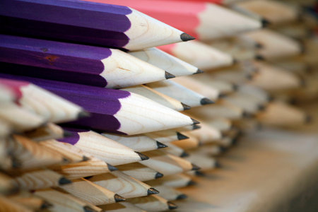 Colored drawing pencils in a variety of colorsの写真素材