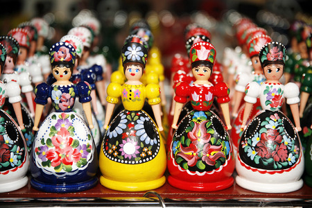 Traditional handmade toys puppets dolls in symbolic artistic dress