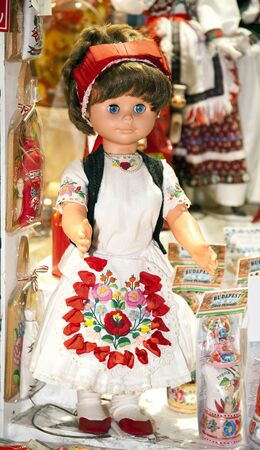 Traditional handmade toys puppets dolls in symbolic artistic dressの写真素材