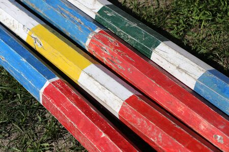 Equitation obstacles bars for horse jumping eventの写真素材