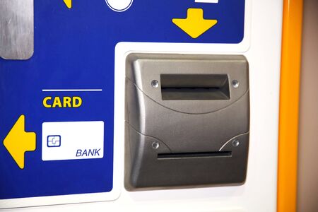 Ticket sale credit card bank machine as a payment system without peopleの写真素材