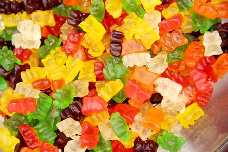 Group of colorful gummy bears or jellybears candiesの写真素材