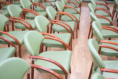  Comfortable seats in empty corporate meeting office for  presentation. Selective focus shallow depth of fieldの写真素材