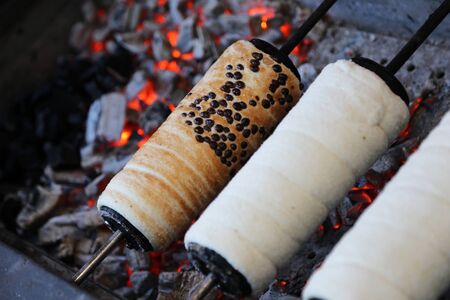 Kurtosh kalach a sweet spit cake from Hungary Europeの写真素材