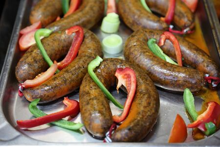 Closeup of traditional hungarian meat foodish name is hurkaの写真素材