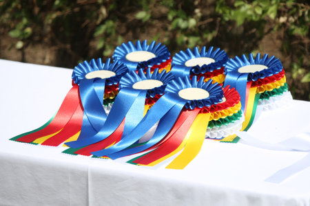 Wonderful equestrian prizes and awards for the participants at an open air equestrian event...