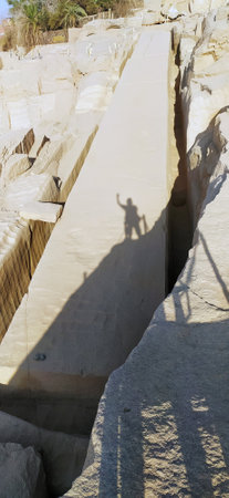 Details of the unfinished obelisk at granite quarries of Aswan. Enormous unfinished obelisk in a quarry Assuan Egyptの写真素材