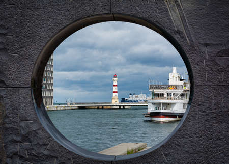 MalmÃ¶, Sweden - May 17, 2020: A different view of the old lighthouse in MalmÃ¶ inner harbourのeditorial素材