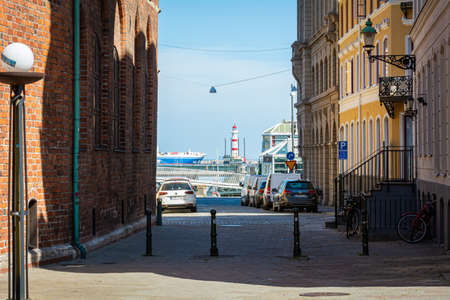 Malmo, Sweden - June 25, 2020: Business activities start to pick up after the coronavirus slows down. Cargo traffic in the harbor, to and from Germany is more intense. High-quality photoのeditorial素材