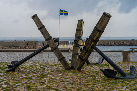 Three old anchors at Parapeten in Helsingborg, Sweden. This area has a long and close relationship...