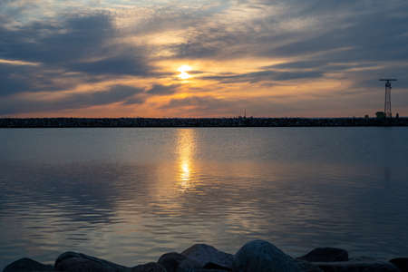 A beautiful sunset over the ocean. Picture from The Island, Malmo, Swedenの写真素材