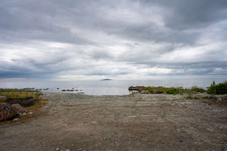 A beautiful seashore with a dramatic sky in the background. Picture from the Baltic Sea