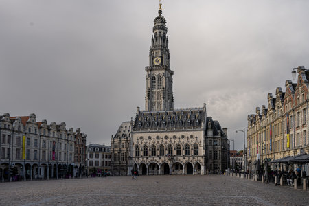 Arras, France - November 4, 2021: Town square of Arras, France. UNESCO World Heritage Site, the...