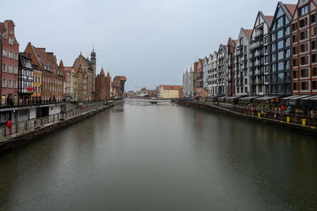 December 31, 2021 - Gdansk, Poland: View of the old harbor of Gdansk