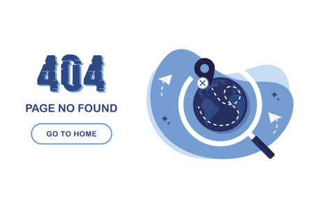 404 error page not found. Go home banner. System error, broken page. For website. Planet earth under...