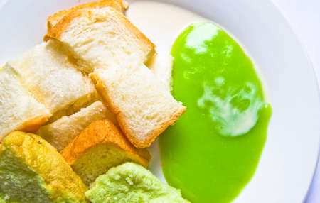 Bread with Pandan jam の写真素材
