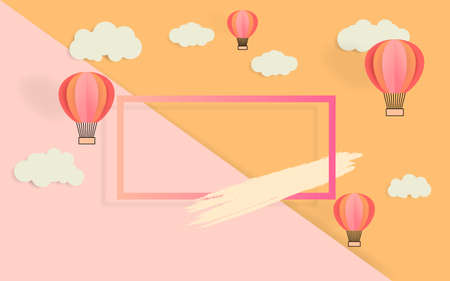 Cartoon childlike hot air balloon backgroundのイラスト素材