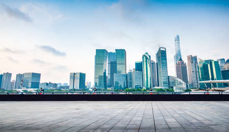 modern city,shanghai skyline in daytime