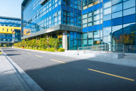 modern building and empty pavement,china.のeditorial素材