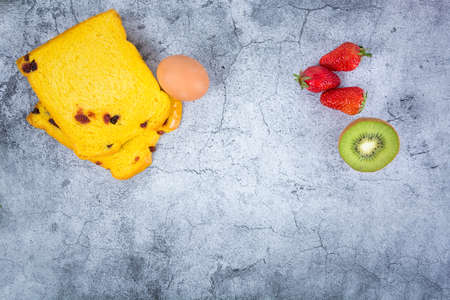 healthy breakfast with text space top view