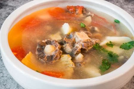Chinese yam tomato oxtail soupの写真素材