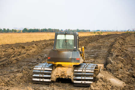 Big wheel loader on a construction site