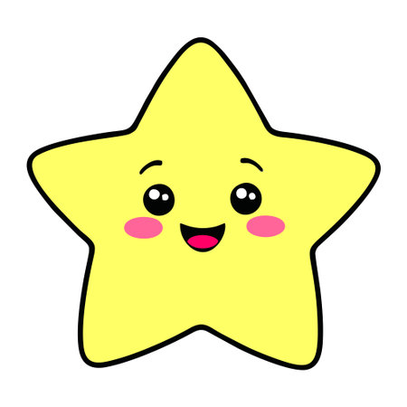 cute star kawaii cartoon character vector illustration design graphic flat