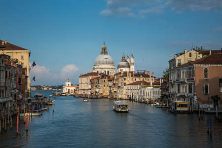 Scenic view of Grand canal and Santa Maria della Salute cathedral in Venice in the afternoonのeditorial素材