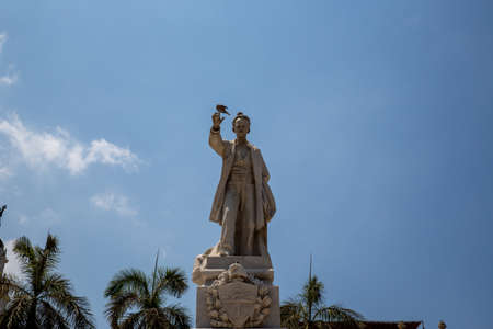 Havana / Cuba - 04.15.2015: The white marble statue of the famous poet Jose Marti is located in the...