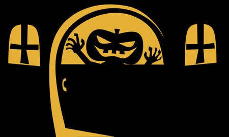 halloween pictures behind doorsのイラスト素材