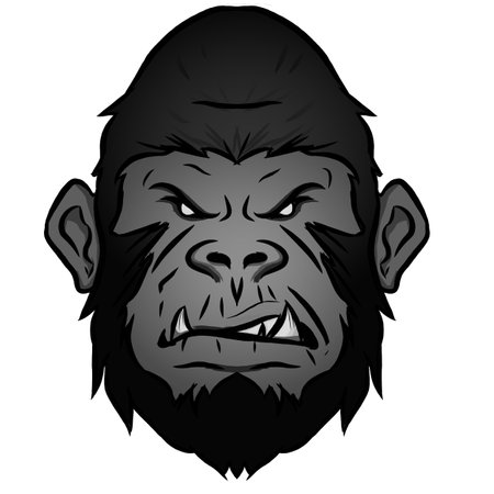 Vector illustration of a king kong head on whiteのイラスト素材