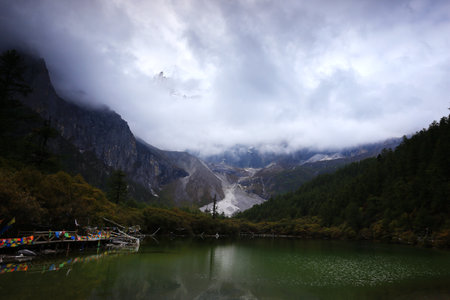 Lake in the mountains, Yading national level reserve, Daocheng, Sichuan Province, China