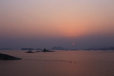 Sunset over the sea, Khao Sok National Park, Thailandの写真素材