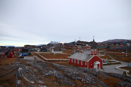 View of the village of Svolvaer, Lofoten islands, Norwayの写真素材