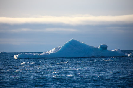 Antarctic landscape with icebergs and icebergs in the ocean