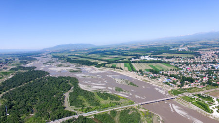 Aerial view of the city of Mtskheta, Georgia.