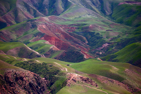Beautiful landscape of the mountains in Kyrgyzstan, Central Asiaの写真素材