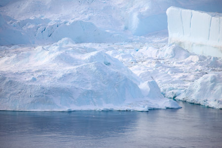 Antarctic icebergs in the waters of the Antarctic Peninsula.
