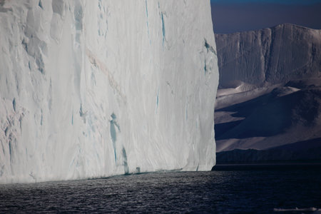 Antarctic icebergs in the Antarctic waters of the Antarctica.