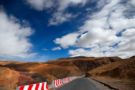 Road in the mountains of Bolivia, South America. Copy space for textの写真素材