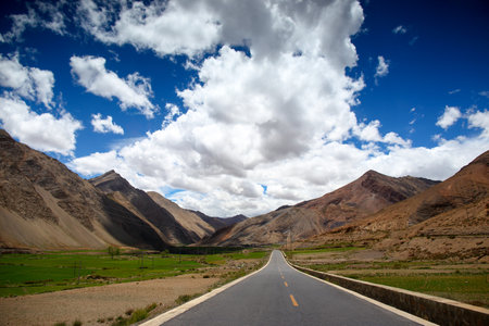 Road in Ladakh, Jammu and Kashmir, India. Ladakh is the highest plateau in the world.